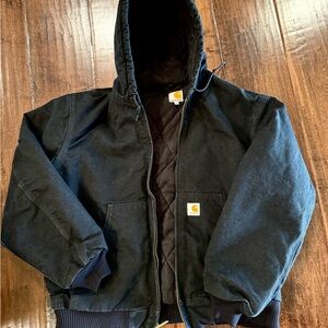 Carhartt Men’s Large Black Hooded Jacket with Quilted Lining